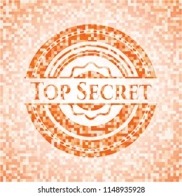 Top Secret abstract emblem, orange mosaic background