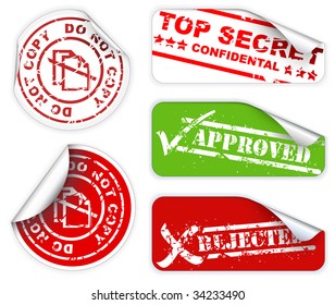 Top secret, approved, rejected, top confidental labels and stickers