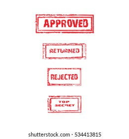 Top secret, approved, returned, rejected, stamp collection