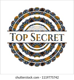Top Secret arabesque emblem background. arabic decoration.