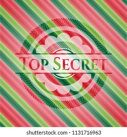 Top Secret christmas colors style badge.
