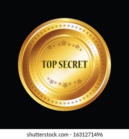 Top Secret Circular Vector Gold Web Icon Button