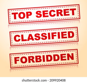 Top secret, classified, forbidden rubber stamps without grunge effect