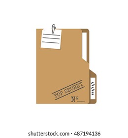 Top Secret folder. Vector illustration flat design. Isolated on white background. Documents confidentially. Paper information in file. Easy to edit, space for text.