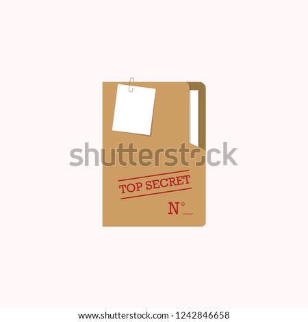 Top Secret folder. Vector illustration flat design. Isolated on white background. Documents confidentially. Paper information in file. Easy to edit, space for text.