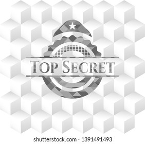 Top Secret grey emblem with geometric cube white background