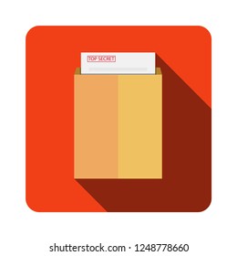 top secret icon. document, envelope symbol. vector illustration. flat design