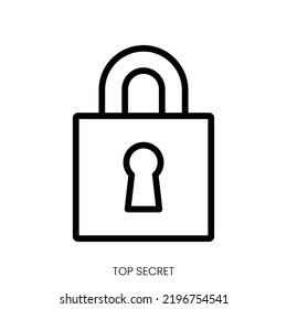 Top Secret Icon. Line Art Style Design Isolated On White Background