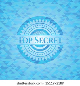 Top Secret light blue emblem with mosaic background