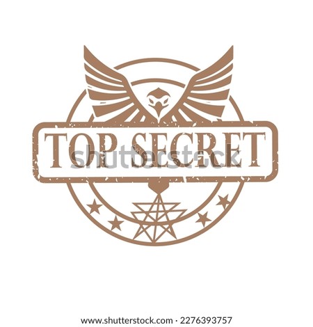 A top secret logo style stamp with an eagle and a private sign.