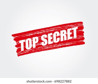 Top secret. pen marker. red brush paint