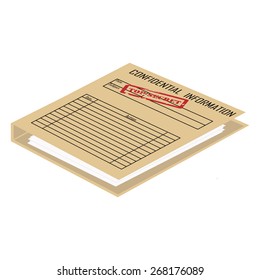 Top secret red rubber stamp on brown file folder vector, confidential information 