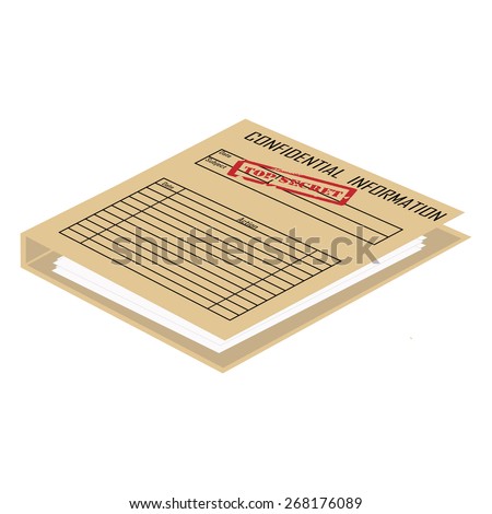 Top secret red rubber stamp on brown file folder vector, confidential information 