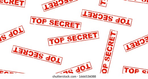 Top secret red square grunge stamp seamless pattern background. Private concept sign with text - top secret. Ink mark for secret files. Vector illustration