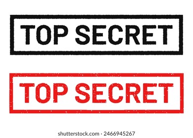 top secret red stamp label textured vector flat illustration