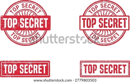 Top Secret Rubber Stamp Collection Vector Set with Grunge Distressed Texture
