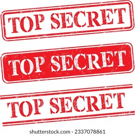 Top secret rubber stamp. Grunge design with dust scratches