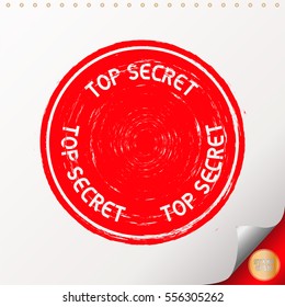 TOP SECRET. Rubber Stamp with red color have porous and rough on white paper. For make a mark or design your product using a stamp or seal. Easy to change color.