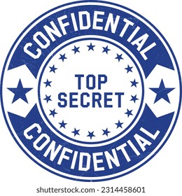 Top Secret Stamp, Confidential Badge, Top Secret Vector, Confidential Stamp, Vector Illustration With Grunge Texture