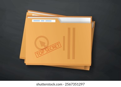 top secret stamp on folder with papers