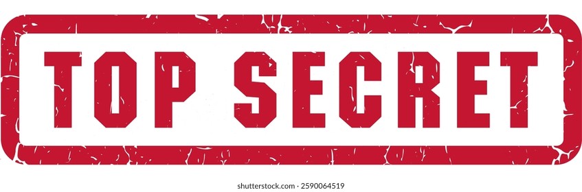 top secret text with a rubber stamp effect, grunge texture, isolated vector on a transparent background, military, red letters, important, confidential