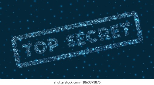 Top Secret word in digital style. Glowing geometric Top Secret badge. Neat vector illustration.