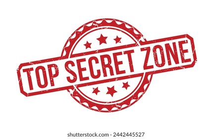 Top secret zone Red Rubber Stamp vector design.
