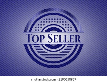 Top Seller badge with denim texture. Vector Illustration. Detailed. 