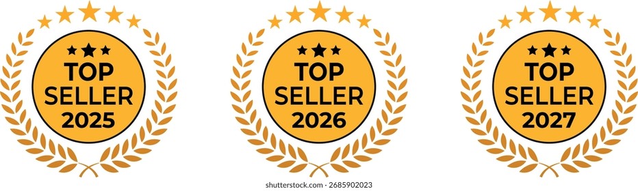 Ausweis des Top-Verkäufers. Flache Vektorgrafik eines Schilds des Topsellers. Logo-Design des Top-Verkäufers.