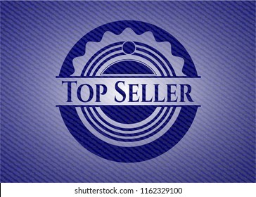 Top Seller emblem with denim texture