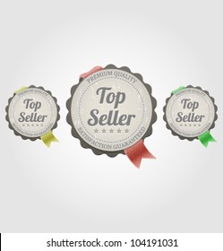 Top seller label with ribbons