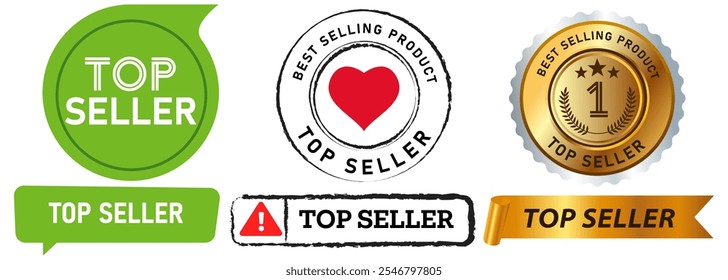 Top vendedor loja de produtos propaganda marketing recomendado satisfação selo colorido emblema adesivo etiqueta banner ícone de design de fita conjunto coleção