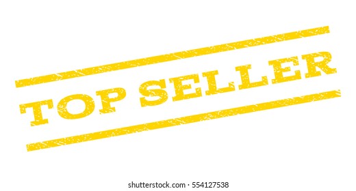 Top Seller watermark stamp. Text tag between parallel lines with grunge design style. Rubber seal stamp with scratched texture. Vector yellow color ink imprint on a white background.