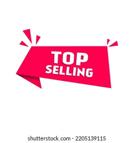 Top Selling Ribbon Banner. Flat Style Vector Design.