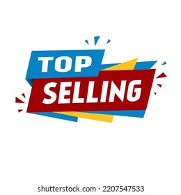 Top selling ribbon banner. Flat vector on white background.