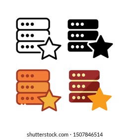 Top server icon. With outline, glyph, filled outline and flat style