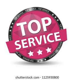 Top Service Glossy Button - Pink Vector Illustration - Isolated On White Background