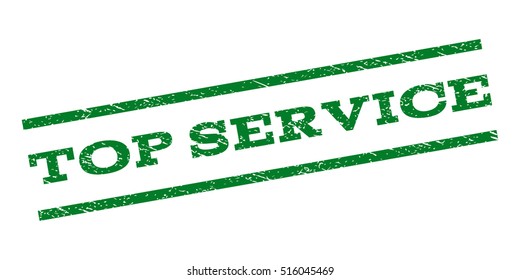 Top Service watermark stamp. Text caption between parallel lines with grunge design style. Rubber seal stamp with unclean texture. Vector green color ink imprint on a white background.