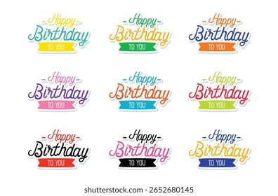 Top Set of birthday stickers, happy birthday wishes fonts vector, Best Happy Birthday Stickers collection
