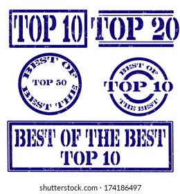 top set grunge stamp on white vector illustration