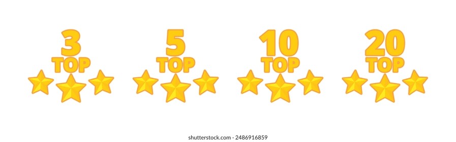 Top set icons. Star rating icons. Flat style. Vector icons.