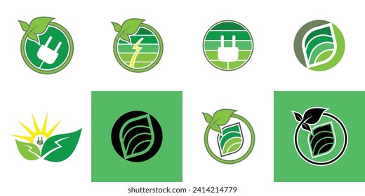Top set nature energy logo design with modern concept| premium  vector