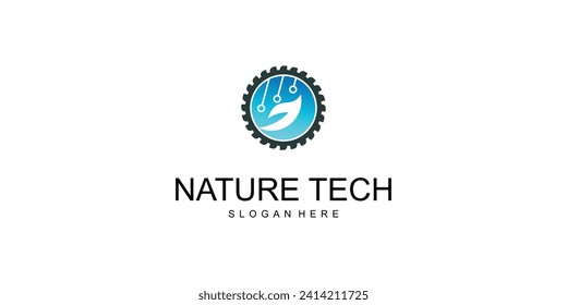 Top set nature technology logo design with modern concept| premium vector