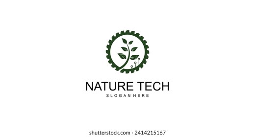 Top set nature technology logo design with modern concept| premium vector