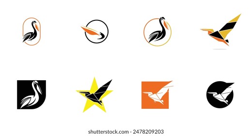 Top set pelican bird logo design with unique concept ,premium vector