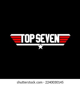 Icono de la tipografía Top Seven con dos colores. Las siete mejores letras.