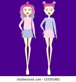 top. skirt. casual wear. young girl in fashionable clothes. 