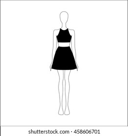 top and skirt drawn vector. women's clothing. 