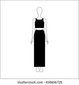 top and skirt drawn vector. women's clothing. 