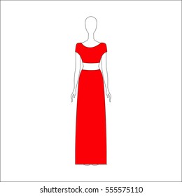 top and skirt drawn vector. women's clothing. 